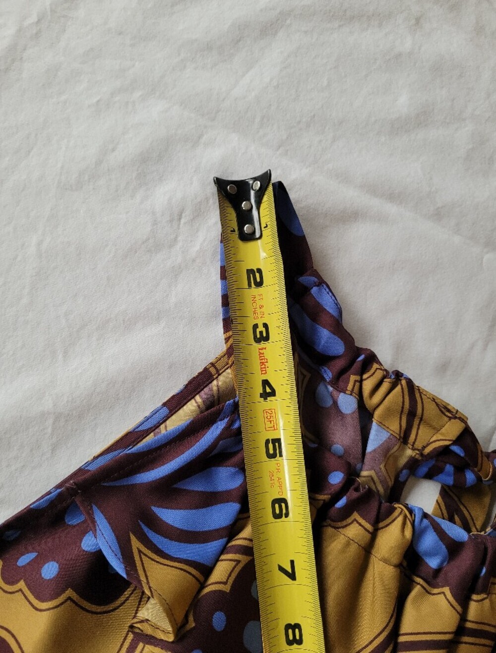 Banana Republic Sleeveless Tie-Neck Floral Print Top in Mustard, Blue & Brown L - Picture 9 of 10